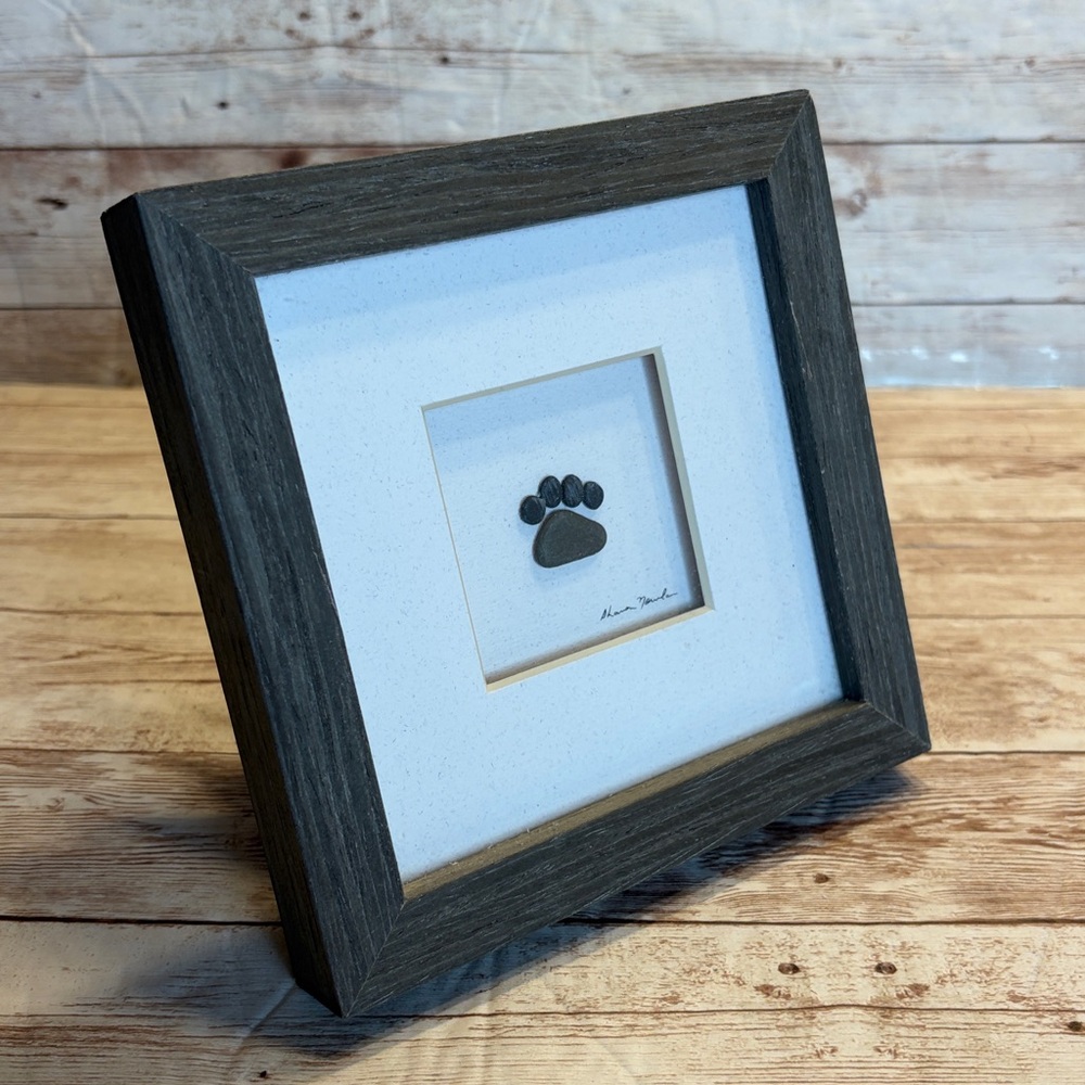 Sharon Nowlan Demdaco Gray Framed Paw Print Art
